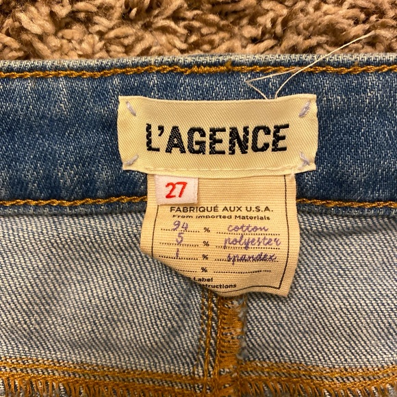 L'Agence Womens Blue Light Wash Striped High Rise Straight Leg Jeans Size 27 - Picture 5 of 9